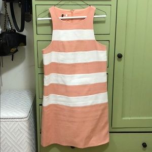 Anthropologie peach and white striped dress